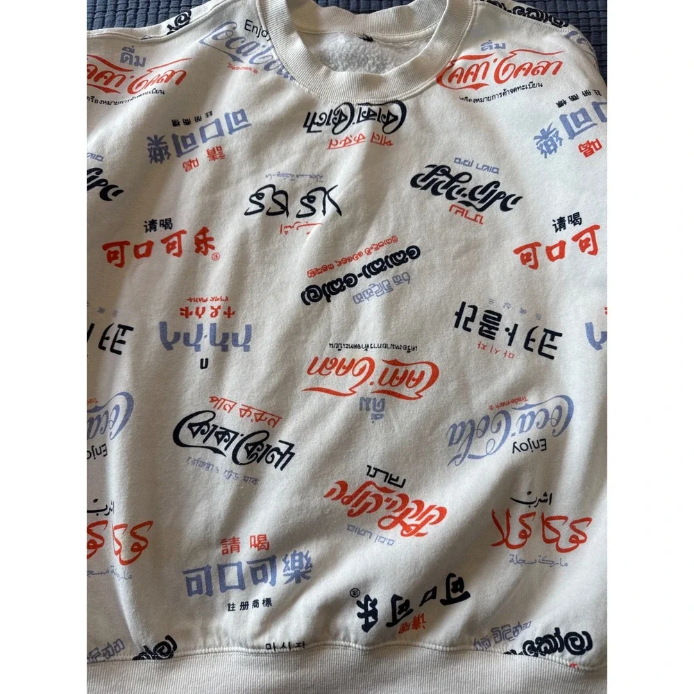 Coca-Cola International All Over Print Crewneck Sweatshirt Y2K Streetwear Global